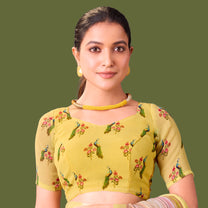 Laxmipati Dillagi Yellow Georgette Floral Saree