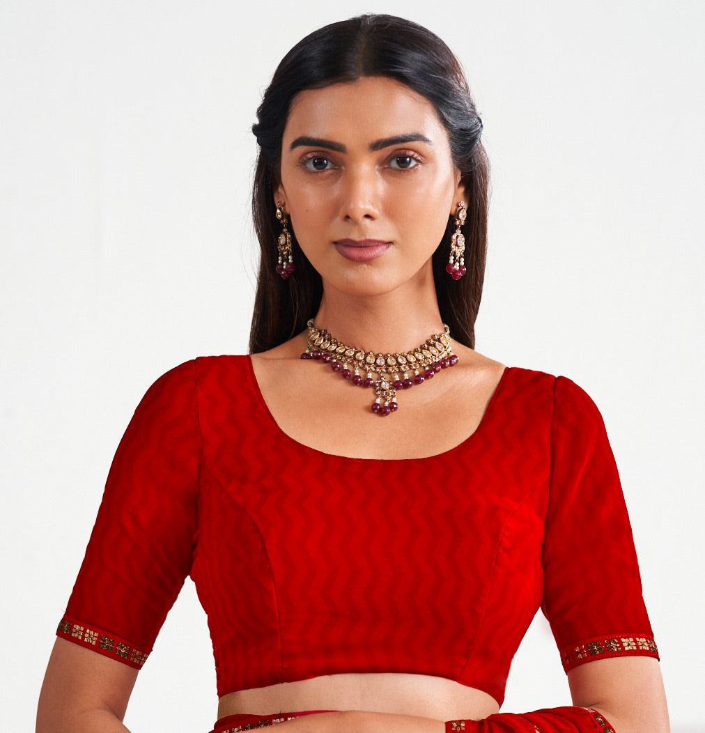 Laxmipati Murli Red Georgette Floral Saree