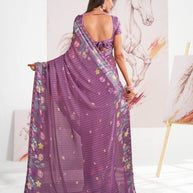 Laxmipati Murli Purple Georgette Floral Saree