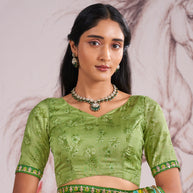 Laxmipati Murli Green Silk Blend Floral Saree