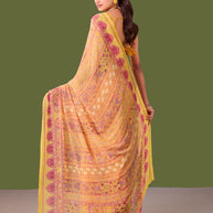 Laxmipati Dillagi Yellow Georgette Floral Saree