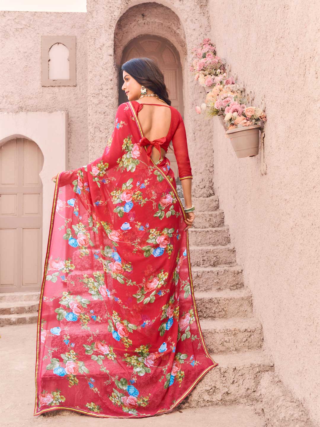 soft georgette saree outfit