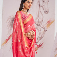 Laxmipati Murli Pink Chiffon Floral Saree