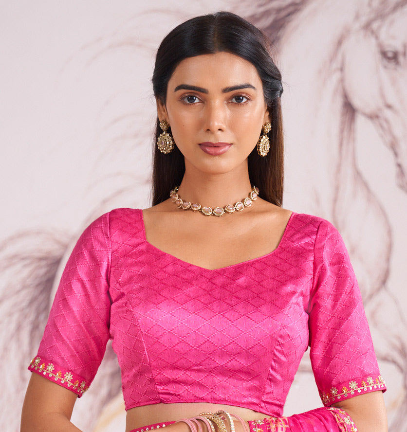 Laxmipati Murli Pink Chiffon Floral Saree