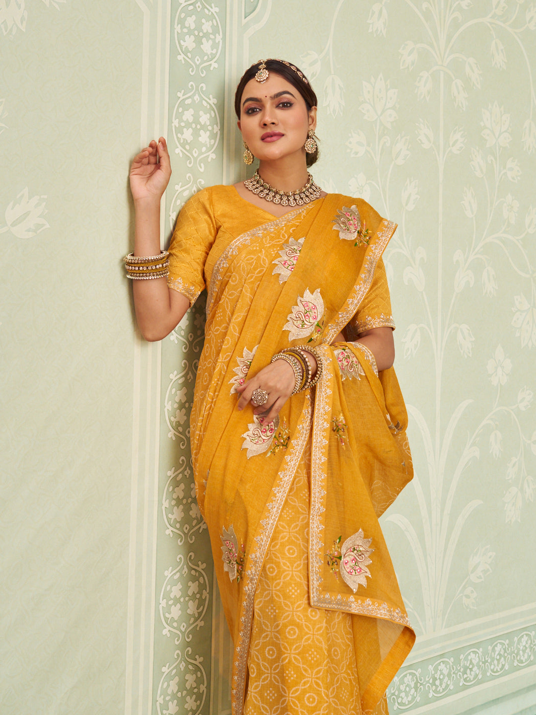yellow colour saree
