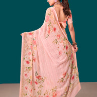 Laxmipati Dillagi Pink Georgette Floral Saree