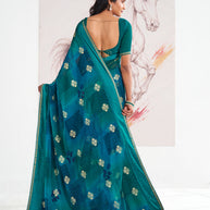 Laxmipati Murli Blue Georgette Floral Saree