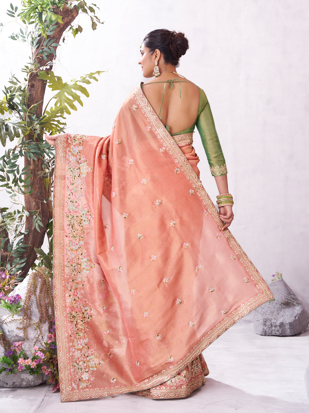 Peach lightweight saree