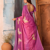 Purple butterfly printed chiffon saree daily wear