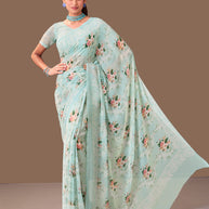 Laxmipati Dillagi Blue Georgette Floral Saree