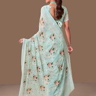 Laxmipati Dillagi Blue Georgette Floral Saree