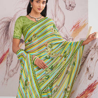 Laxmipati Murli Green Silk Blend Floral Saree