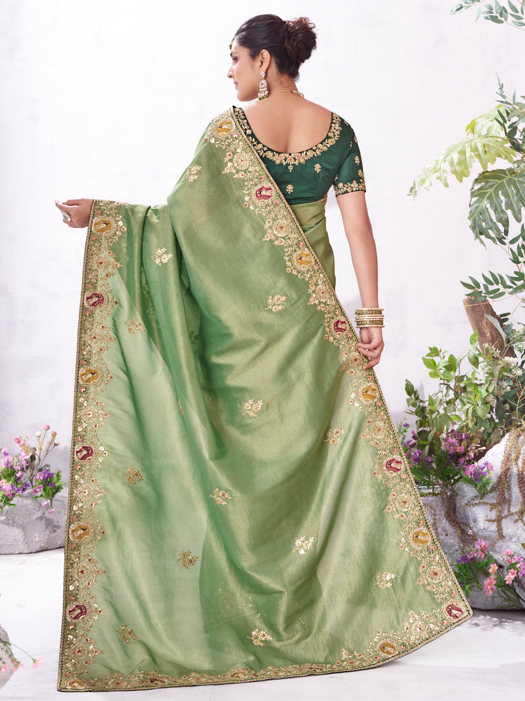 Green luxury saree