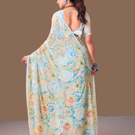 Laxmipati Dillagi Blue Georgette Floral Saree