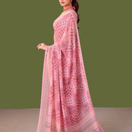 Laxmipati Dillagi Pink Georgette Floral Saree