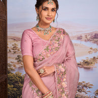 pink colour saree