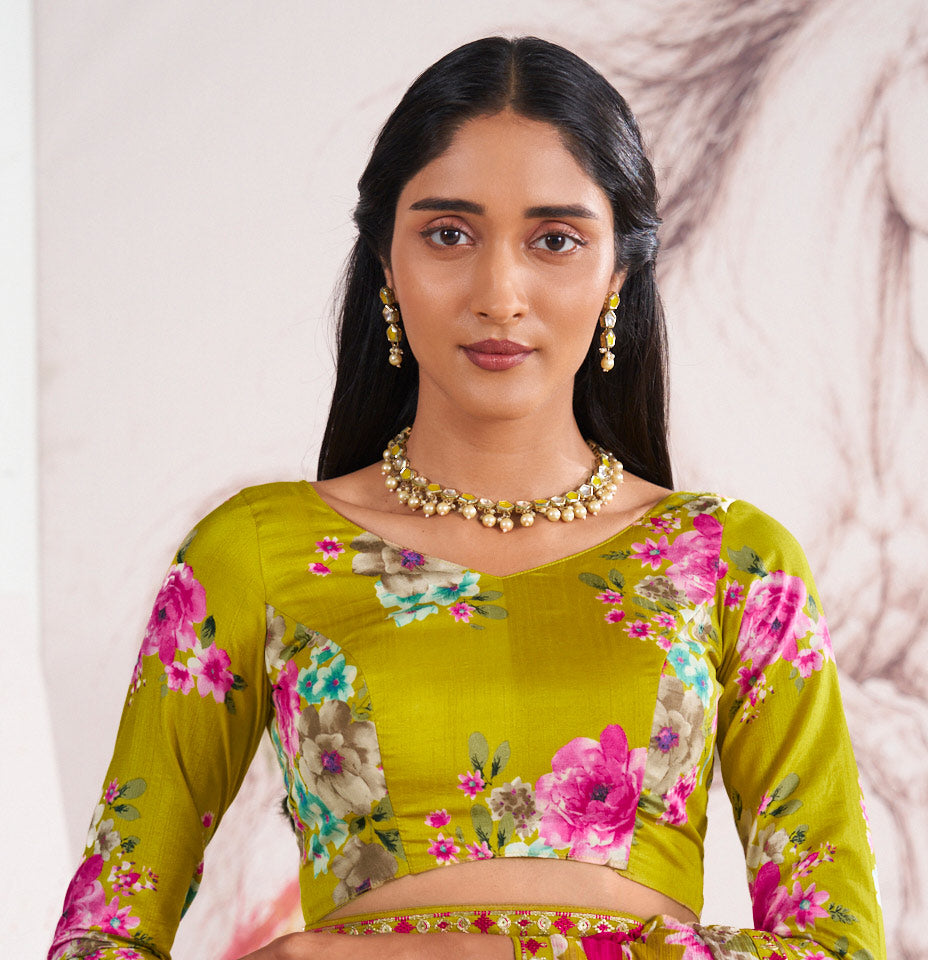 Laxmipati Murli Pink Chiffon Floral Saree