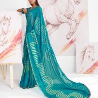 Laxmipati Murli Blue Chiffon Geometric Saree