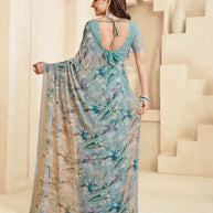 Grey trendy floral saree
