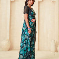 Navy floral saree lightweight style