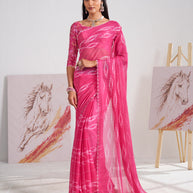 Laxmipati Murli Pink Chiffon Ikkat Saree