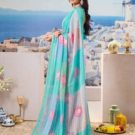 Casual blue printed saree
