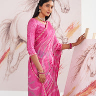 Laxmipati Murli Pink Chiffon Geometric Saree