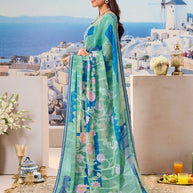 Stylish blue saree daily look