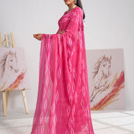 Laxmipati Murli Pink Chiffon Ikkat Saree