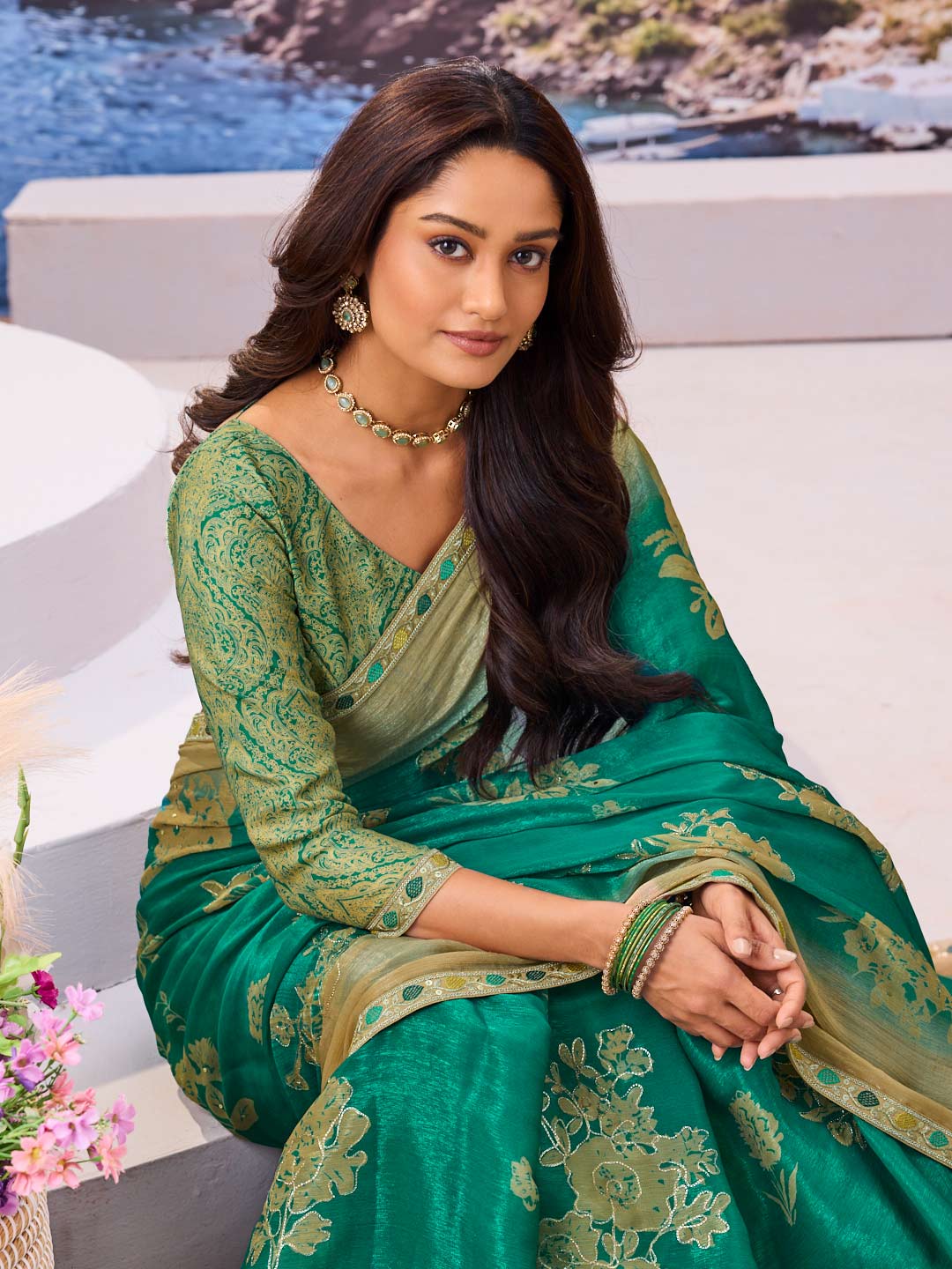 Elegant blue saree
