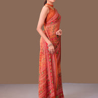 Laxmipati Dillagi Orange Georgette Floral Saree