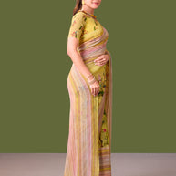 Laxmipati Dillagi Yellow Georgette Floral Saree