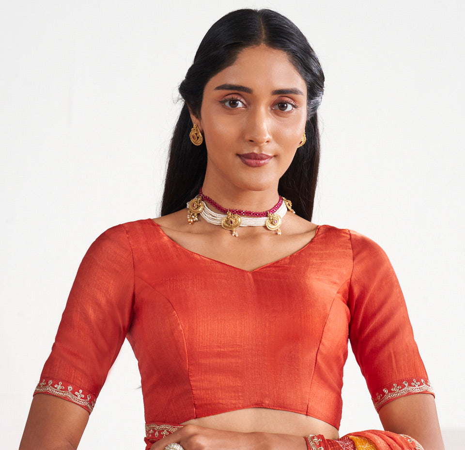 Laxmipati Murli Orange Chiffon Floral Saree