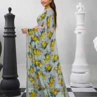 Grey printed saree casual style