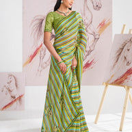 Laxmipati Murli Green Silk Blend Floral Saree