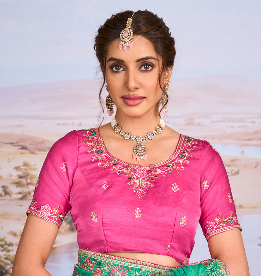 green chiffon saree