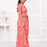 pink saree for casual wear