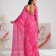 Laxmipati Murli Pink Chiffon Ikkat Saree