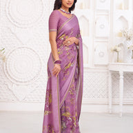 designer purple printed saree