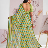 Laxmipati Murli Green Silk Blend Floral Saree