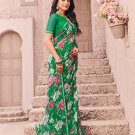 green saree for festive wear