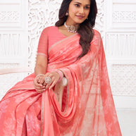 designer pink printed saree