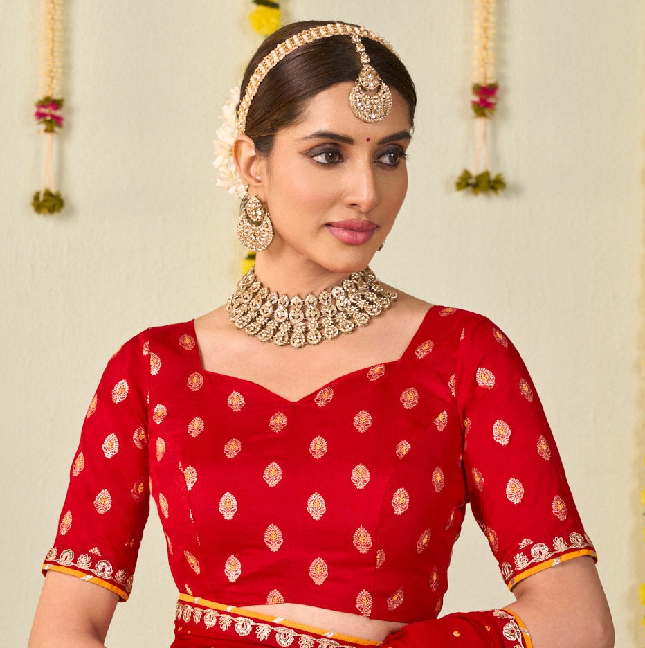 red georgette saree