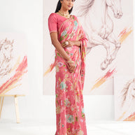 Laxmipati Murli Pink Chiffon Floral Saree