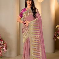 Pink embroidered silk blend saree festive wear