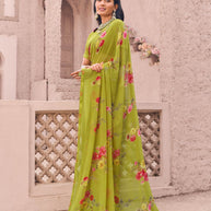 olive saree for modern look