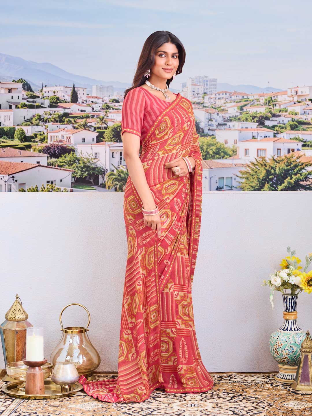 Trendy printed saree