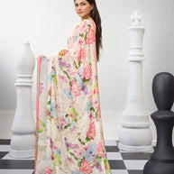 White printed saree daily wear