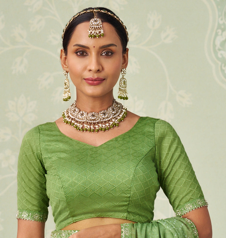 green designer saree