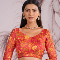 Laxmipati Murli Orange Chiffon Abstract Saree